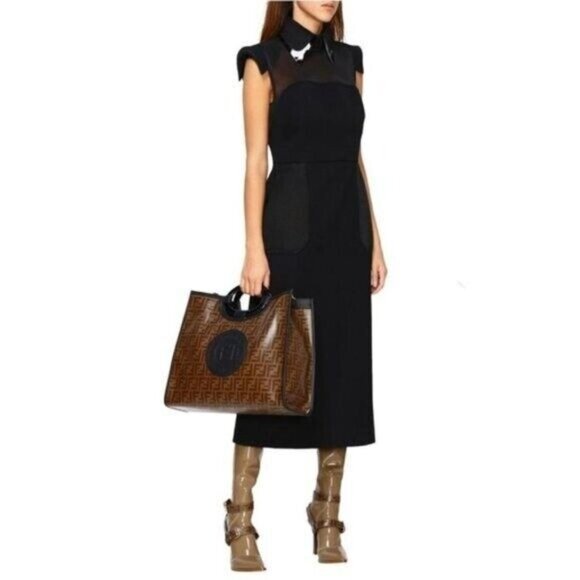 FENDI COLLAR MESH TRIM DRESS SIZE 44 IT M US WITH TAGS - Picture 1 of 15